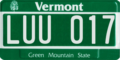 VT license plate LUU017