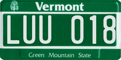 VT license plate LUU018