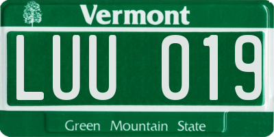 VT license plate LUU019