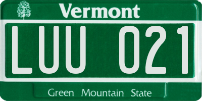 VT license plate LUU021