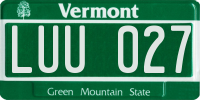 VT license plate LUU027