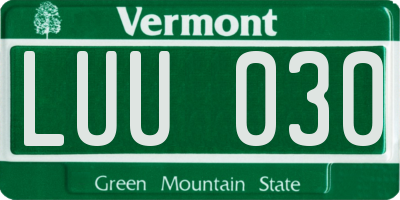 VT license plate LUU030