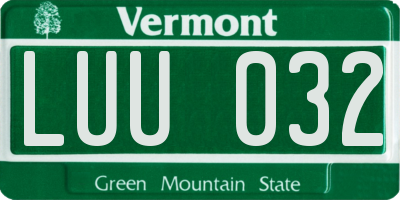 VT license plate LUU032