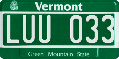 VT license plate LUU033