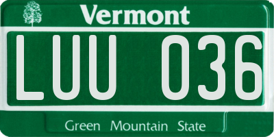 VT license plate LUU036
