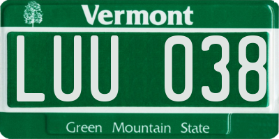 VT license plate LUU038
