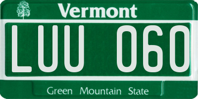 VT license plate LUU060