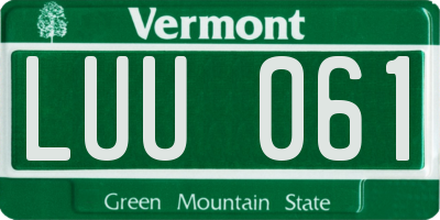 VT license plate LUU061