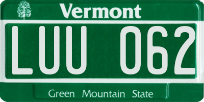 VT license plate LUU062