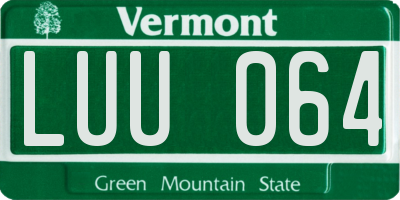VT license plate LUU064
