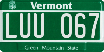 VT license plate LUU067