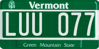 VT license plate LUU077