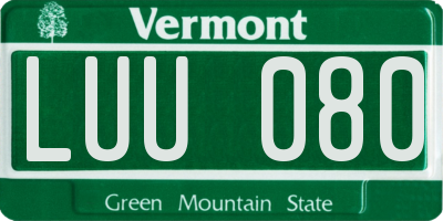 VT license plate LUU080