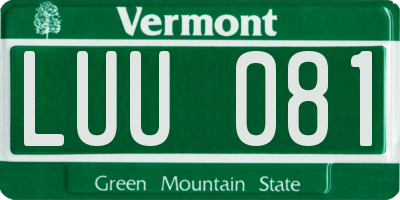 VT license plate LUU081