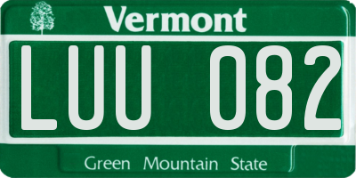 VT license plate LUU082