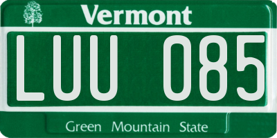 VT license plate LUU085