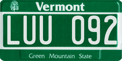 VT license plate LUU092