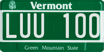 VT license plate LUU100