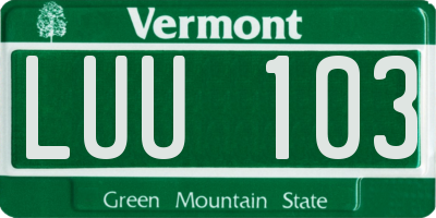 VT license plate LUU103