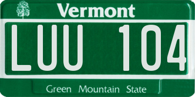 VT license plate LUU104