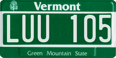 VT license plate LUU105