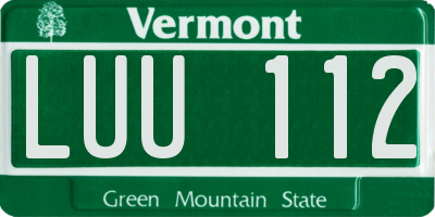 VT license plate LUU112