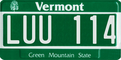 VT license plate LUU114