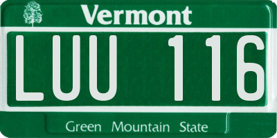 VT license plate LUU116