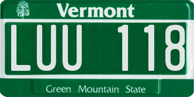 VT license plate LUU118
