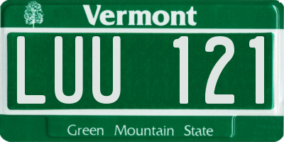 VT license plate LUU121