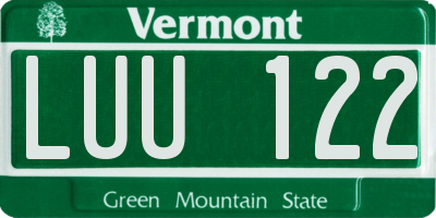 VT license plate LUU122