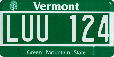 VT license plate LUU124