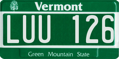 VT license plate LUU126