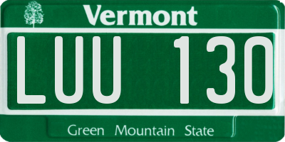 VT license plate LUU130