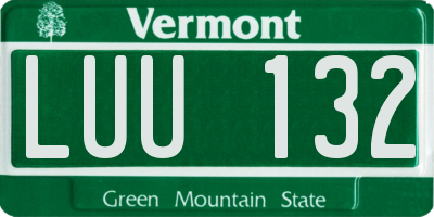 VT license plate LUU132