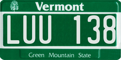 VT license plate LUU138