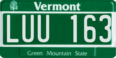 VT license plate LUU163