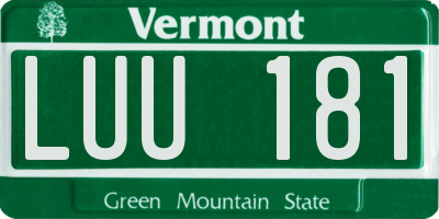 VT license plate LUU181