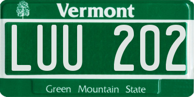 VT license plate LUU202