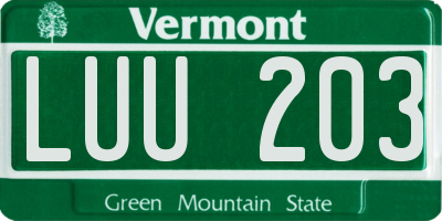 VT license plate LUU203