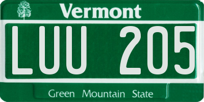 VT license plate LUU205