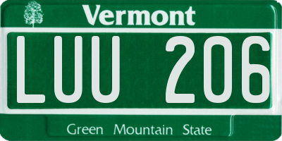 VT license plate LUU206