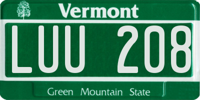 VT license plate LUU208