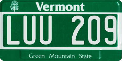 VT license plate LUU209