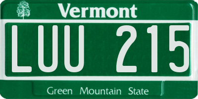 VT license plate LUU215