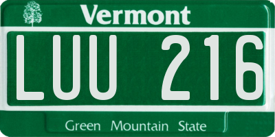 VT license plate LUU216