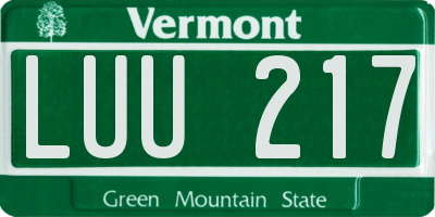 VT license plate LUU217