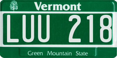 VT license plate LUU218