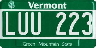 VT license plate LUU223
