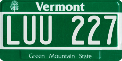 VT license plate LUU227